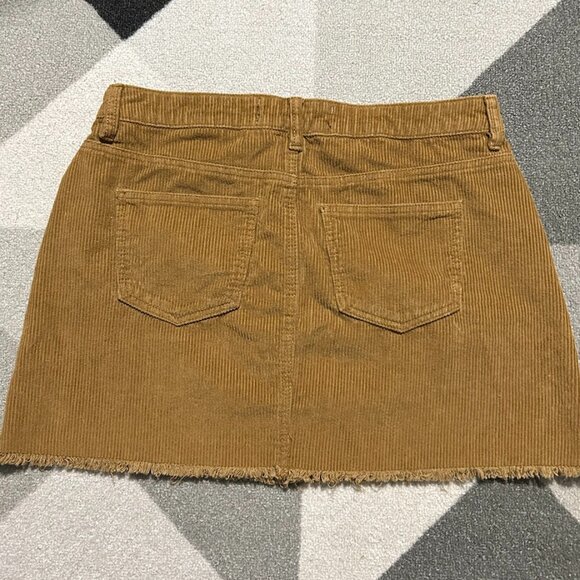 Indigo Rein Camel Corduroy Raw Hem BUTTON FLY Mini Skirt Junior's Size 11 - Picture 6 of 9